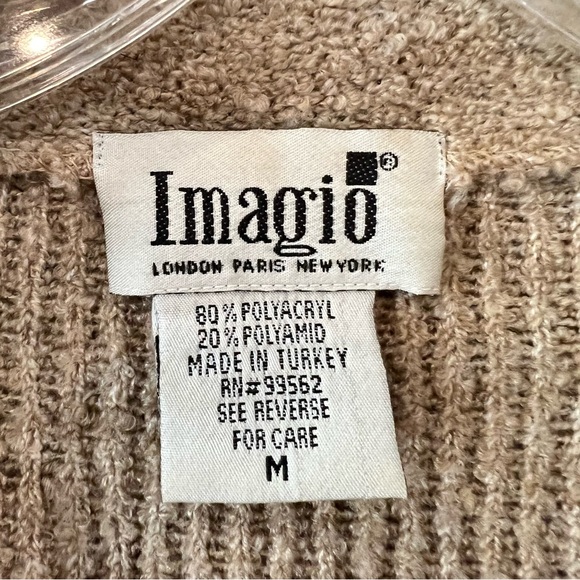 OOAK VTG Turkish Sweater Tan Toggle Horn Bone Buttons Brown Faux Suede Straps - Picture 9 of 11